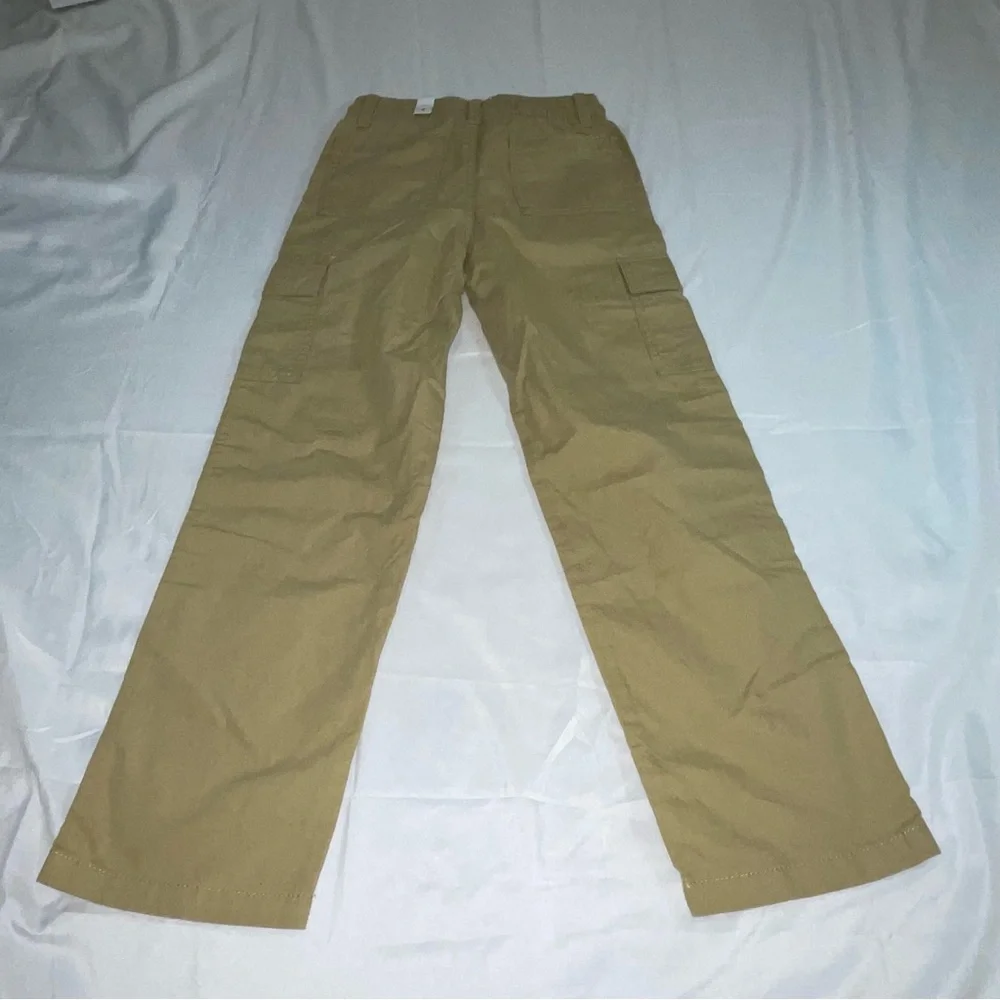 The Childrens Place Boys Khaki Cargo Pants Tan Cotton Size 8 Elastic Waist